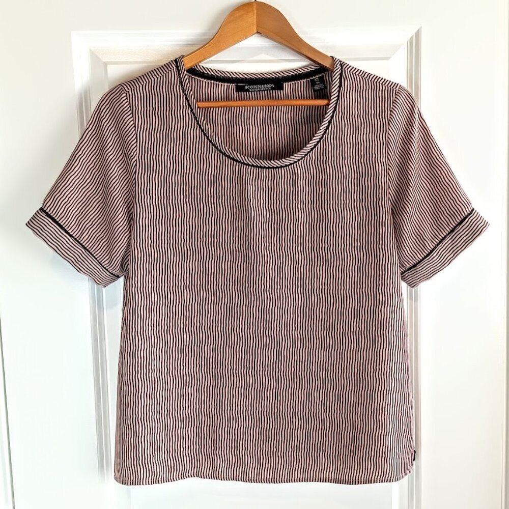 Scotch & Soda Maison Scotch Dusty Pink Stripe Short Sleeve Top